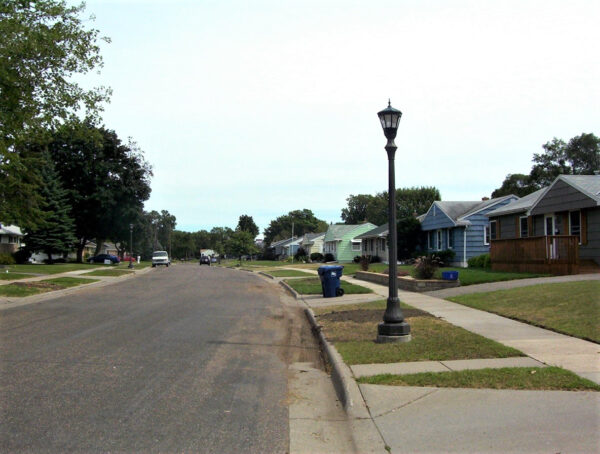 Street in Chicago with no trees