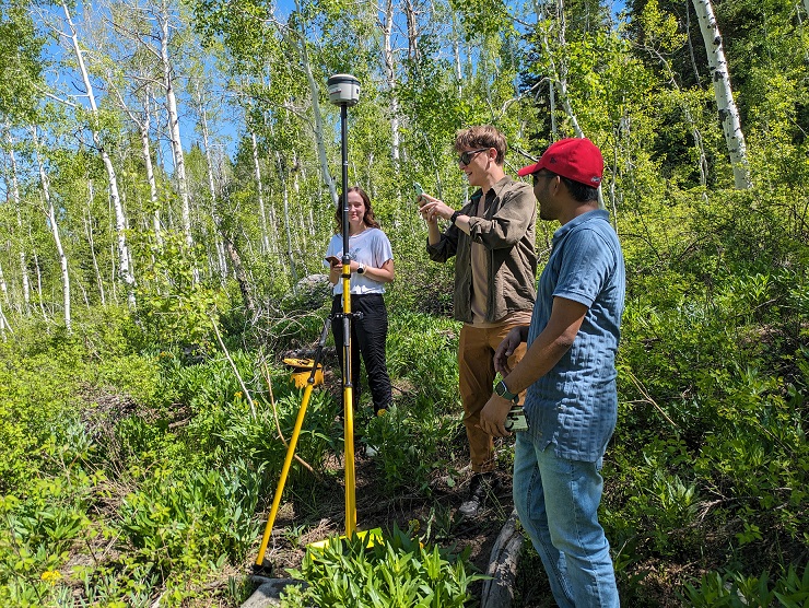 Students using GPS in the field