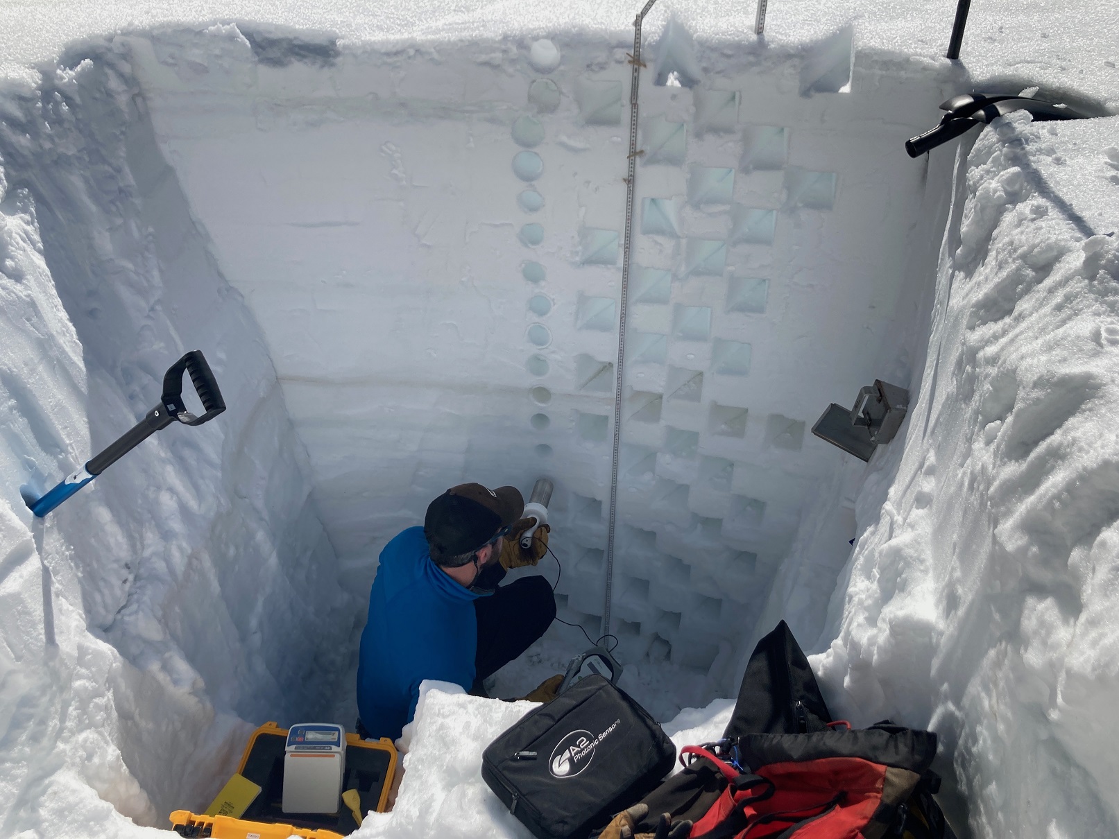 Man doing snow research